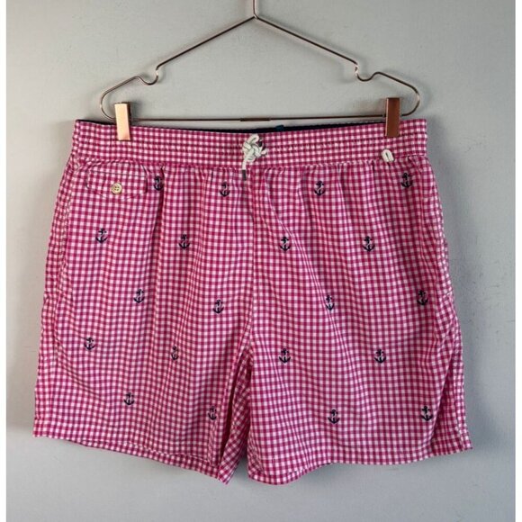 Polo Ralph Lauren Mens Swim Shorts Red Gingham Anchor Print Traveler Size XXL - Picture 10 of 15
